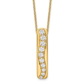 Diamond2Deal 14k Gold 3/4 Ct Lab Grown Diamond Vertical Bar Slide Pendant Necklace 18