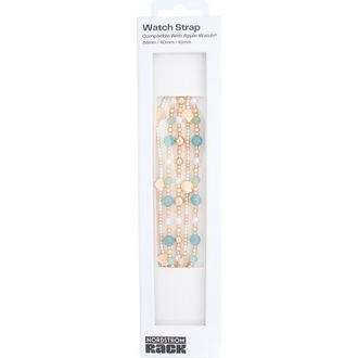 Nordstrom Rack Shell Bead Smart Watch Strap in Mint- White- Gold at Nordstrom Rack