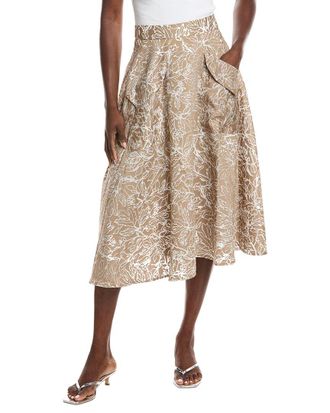 Gracia Organza Flocked Velvet Print Skirt