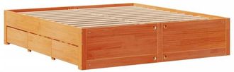 vidaXL Bed Frame without Mattress with Drawers Wax Brown 180x200 cm Super King Solid Wood Pine vidaXL