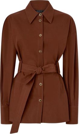 Pinko Cheryl Overshirt - Dames - Overhemden - Bruin - XL - Katoen - Overhemden