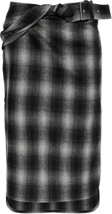 Iro Nylane Check Belted Midi Skirt