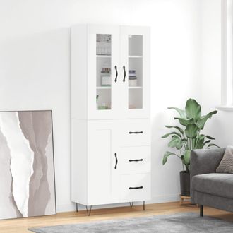 vidaXL Vidaxl - Aparador Alto Madera Contrachapada Blanco 69,5x34x180 Cm