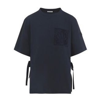 Moncler T-Shirts, female, Blue, Size: XS SS Cotton T-shirt