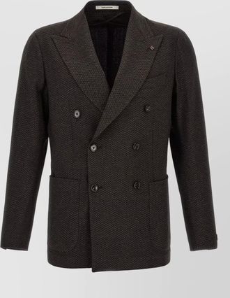 Tagliatore virgin wool herringbone double-breasted blazer
