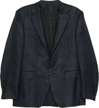 Canali Geruite blazer met twee knopen - Blauw