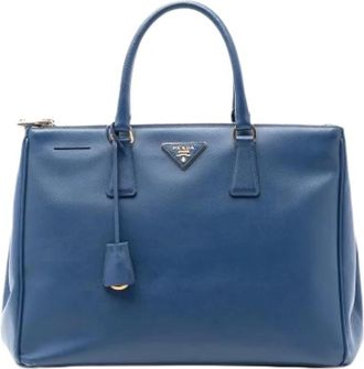 Prada Pre-owned Handbags, female, Blue, Size: ONE SIZE Pre-owned Leather Tote