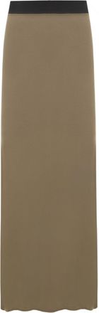 WearAll Ladies Long Maxi Skirt Womens Elasticated Stretch Full Length High Waist Jersey Gypsy Style Plain Printed Plus Size Skirts Brown-20-22