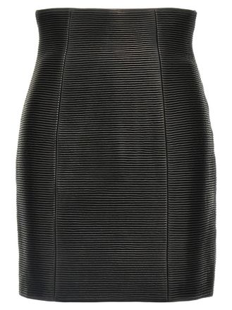Balmain Black HW Rolled skirt