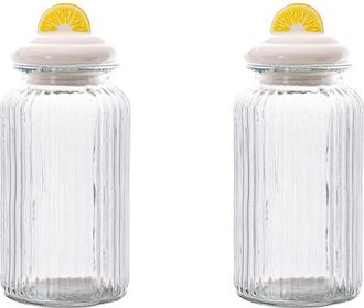 10 Strawberry Street 11 Strawberry Street Set Of 2 Figural Knob Glass Canisters