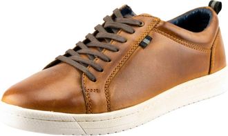 Generic Mens Casual Leather Trainers, Lace-Up Comfort Shoes with White Sole (Tan, UK Footwear Size System, Adult, Men, Numeric, Medium, 12)