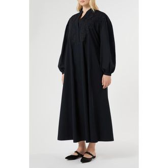 Marina Rinaldi Materia Long Sleeve Maxi Dress in Black at Nordstrom, Size 18W
