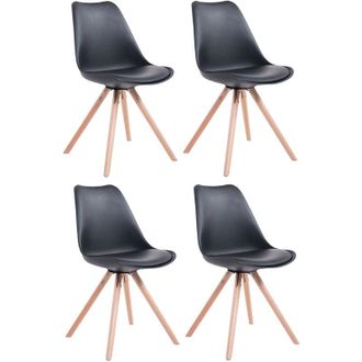 Clp Clp - Set De 4 Sillas Para Visitas Toulouse Rund En Polipiel Negro Natural