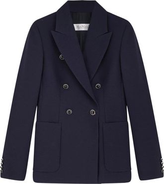 Max Mara Double-Breasted Blazer - Dames - Blazers - Blauw - L - Wol - Jassen