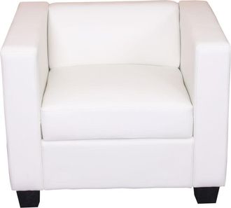 Hhg [NON UTILIZZATO] Poltrona sofa lounge moderno elegante serie Lille M65 75x86x70cm ecopelle bianco