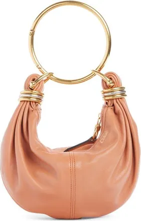Chlo&eacute; Mini Bracelet Leather Hobo Bag in Wooden Orange at Nordstrom