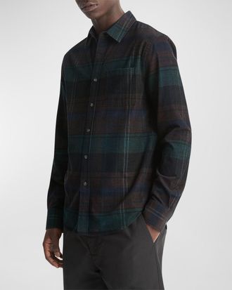 Vince Mens Sierra Corduroy Plaid Sport Shirt