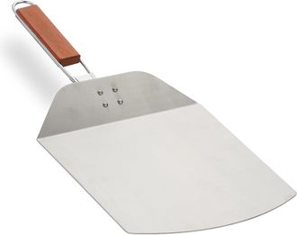 OEM Pala Para Pizza Con Mango De Madera, Para Tarta Flamb&eacute;e, Pan, Plegable, L X A: 24 X 25,5 Cm, Acero Inoxidable, Marr&oacute;n/plateado