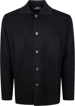 FILIPPO DE LAURENTIIS Giacca Camicia - Heren - Vesten - Zwart - L - Wol - Truien & Vesten