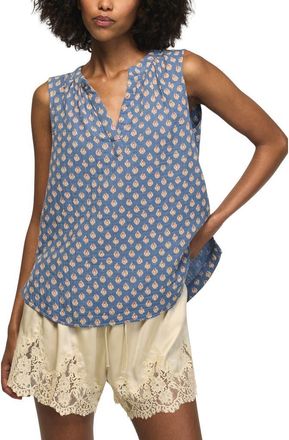 Lucky Brand Ikat Print Sleeveless Gauze Top in Navy Ikat at Nordstrom, Size X-Small