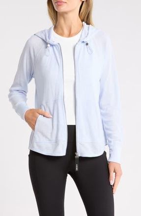 DKNY Slub Waffle Knit Zip Hoodie in Frost Blue at Nordstrom Rack, Size X-Small