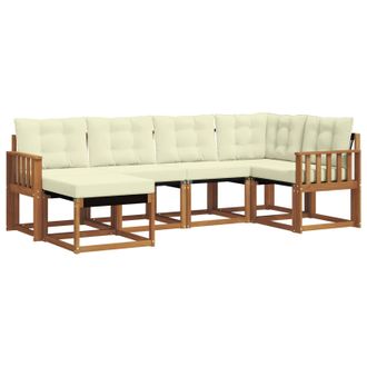 vidaXL Conjunto De Sof&aacute;s De Exterior Con Coj&iacute;n 6 Pcs Natural Y Crema Vidaxl