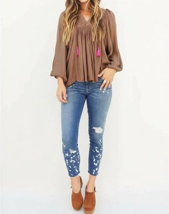 Blue Boheme Dalhia V-Neck Tunic In Chocolate