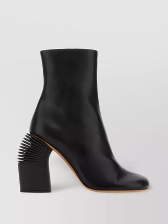 Off-white leather ankle boots