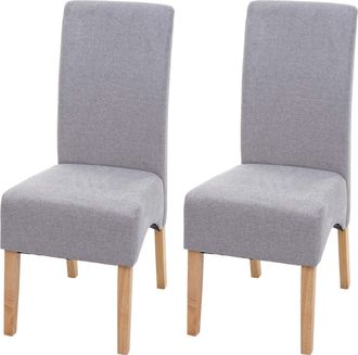 Hhg Hhg - Lote De 2 Sillas De Comedor Latina, Silla De Cocina, Tela/textil Certificado Mvg, Gris Claro, Patas Claras