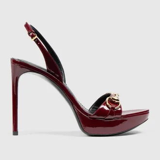 Gucci Womens Donna Platform Sandal, Bordeaux, Leather