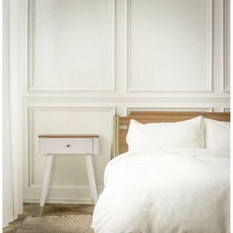 Dmora Dmora - Mesa De Caf&eacute; Bibbiano, Mesa De Centro Baja, Revistero Para Sof&aacute;, Estante De La Sala De Estar, 45x32 H62 Cm, Blanco Y Marr&oacute;n