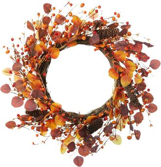 Glitzhome Handmade Fall Eucalyptus Berry Wreath