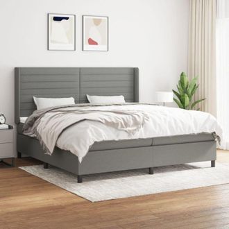 vidaXL Vidaxl - Cama Box Spring Con Colch&oacute;n Tela Gris Oscuro 200x200 Cm