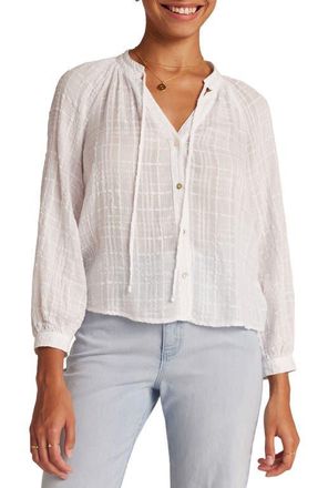 Bella Dahl Tie Neck Raglan Sleeve Shirt in White at Nordstrom, Size X-Small