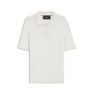 BOSS Cable-knit polo sweater in cotton and cashmere