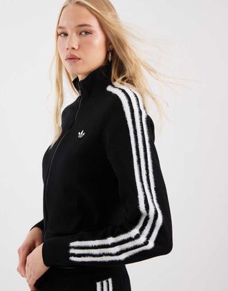 adidas Originals Firebird top da tuta lavorato a maglia nero