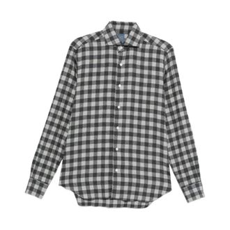 Barba Casual Shirts, male, Multicolor, Size: 3XL Plaid Button-Up Shirt Black White