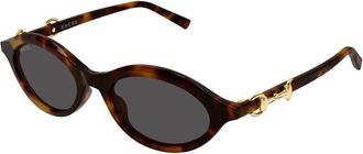 Gucci Zonnebril met ovaal montuur - Dames - Zonnebrillen - Bruin - 51 MM - Nylon - Accessoires