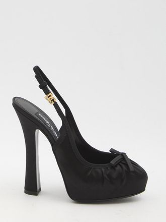 Dolce & Gabbana Satin Slingback Platform Shoes