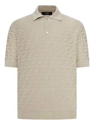 Fendi FF-motif cotton polo shirt - Neutrals