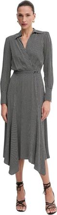 Elisabetta Franchi Viscose Polka Dot Midi Jurk - Dames - Casual kleedjes - Zwart - XS - Kleedjes
