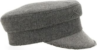 Ruslan Baginskiy Caps & Mützen - Structured Grey Baker Boy Hat With Embellished Emb - Gr. M - in Grau - für Damen