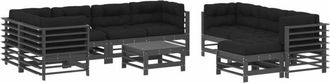 vidaXL Juego De Muebles De Jard&iacute;n 10 Pzas Y Cojines Madera Maciza Gris Vidaxl