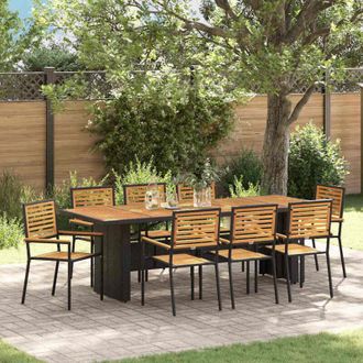vidaXL Conjunto De Comedor De Jard&iacute;n 9 Pcs Negro 240 X 90 X 75 Cm Vidaxl