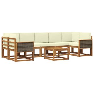vidaXL Conjunto De Sof&aacute;s De Exterior Con Coj&iacute;n 6 Pcs Natural Y Crema Vidaxl