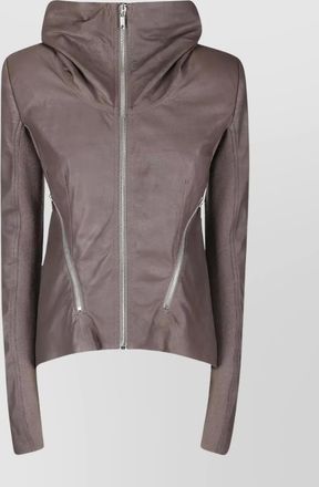Rick Owens lamb leather asymmetric biker jacket
