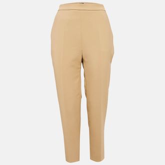 Elisabetta Franchi Brown Crepe Button Detail Trousers