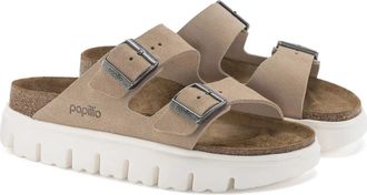 Birkenstock Womens Birkenstock Arizona Pap Chunky Sandals Sand Suede Slip-On VER970