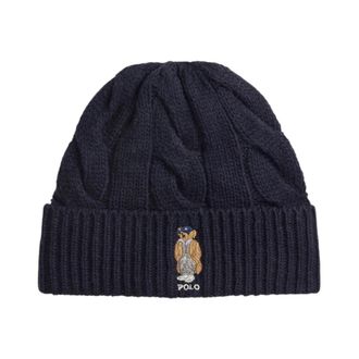 Ralph Lauren Bear Cable Knit Beanie - Dames - Hoeden - Blauw - ONE Size - Wol - Accessoires