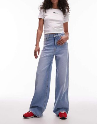 Tommy Jeans Charlie - Jeans a vita alta azzurri con fondo ampio-Blu